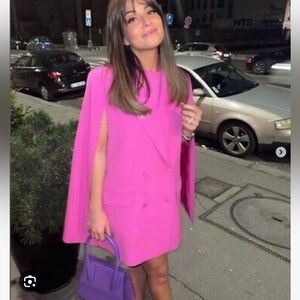 Zara Jackets & Coats | Zara Pocket Cape Blazer Pink Magenta Jacket